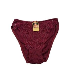 VTG 90s Panties Lynda's World Maroon Bikini Panty Size Medium NWT